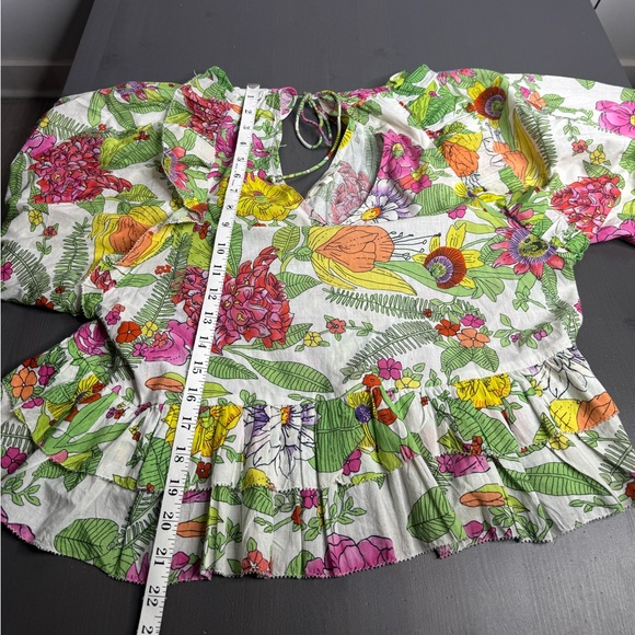 Love The Label Mitzie Floral Ruffle Blouse Boho Cotton Peplum Top - Picture 7 of 7